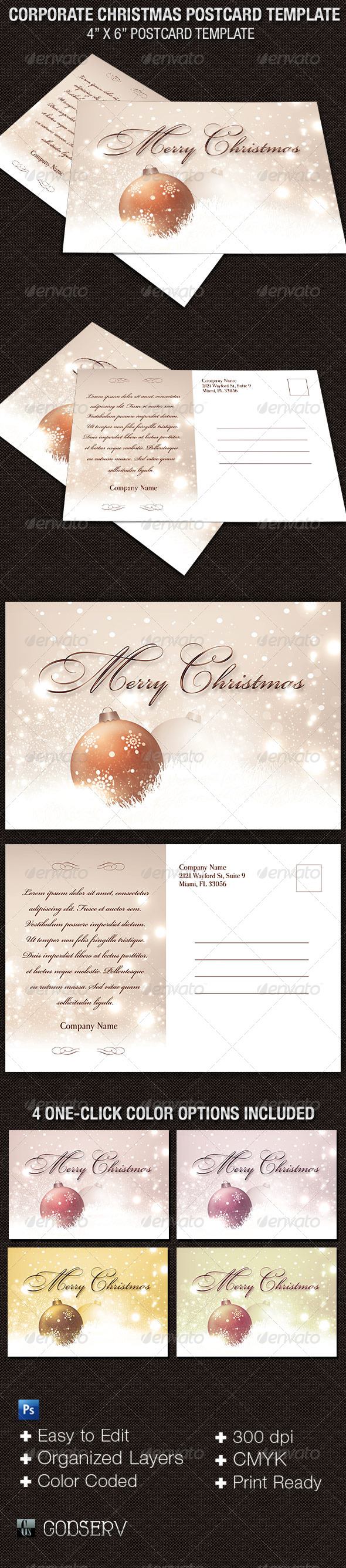 Corporate Christmas Postcard Template - Holidays Events