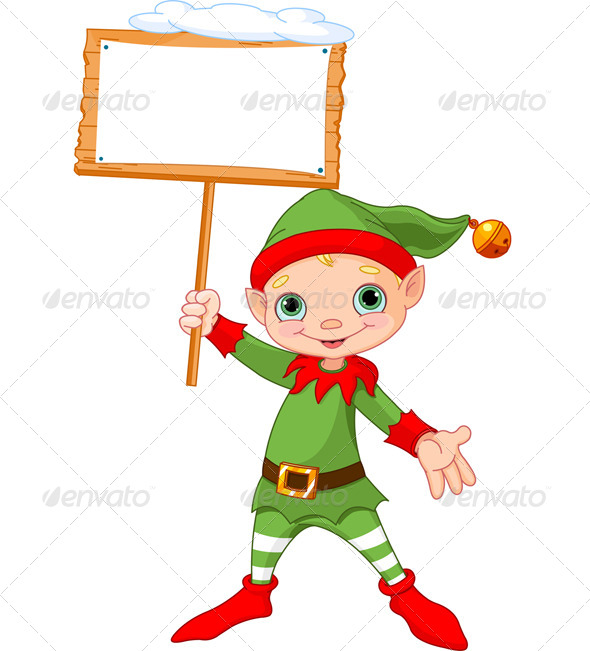 GraphicRiver Christmas Elf with Sign 6201635 GraphicRiver Christmas Elf with Sign 6201635