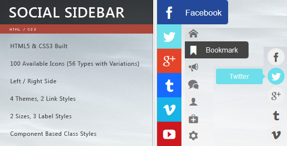 CSS3 Social Sidebar - CodeCanyon Item for Sale