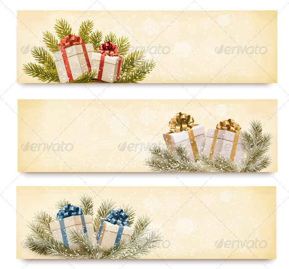 GraphicRiver Three christmas banners with gift boxes and snowfl 6204098 GraphicRiver Three christmas banners with gift boxes and snowfl 6204098
