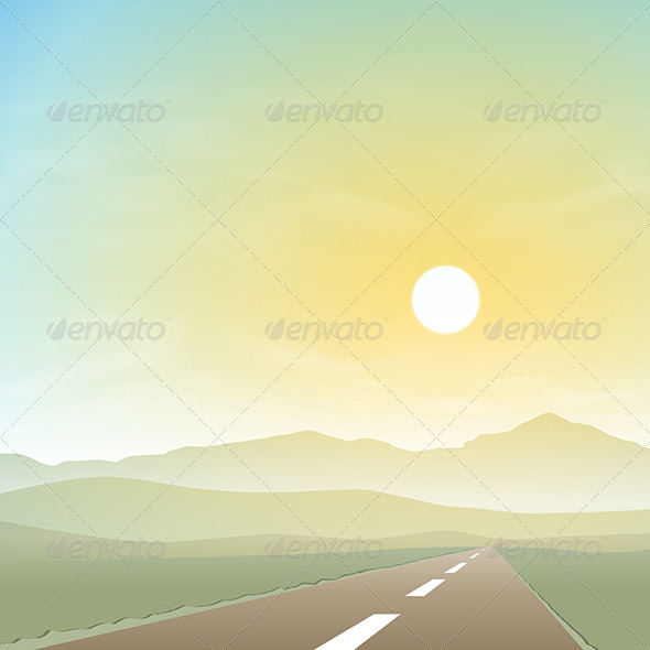 GraphicRiver Misty Landscape with Road 6204239 GraphicRiver Misty Landscape with Road 6204239