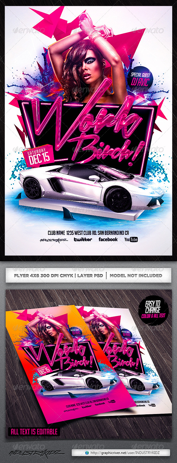 Work Birch Flyer Template - Clubs & Parties Events