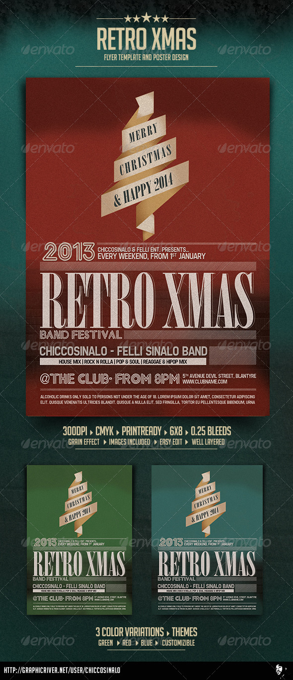 GraphicRiver Retro Christmas Flyer Template 6208833 GraphicRiver Retro Christmas Flyer Template 6208833