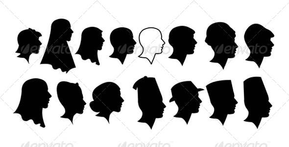 GraphicRiver Ladies and Gentlement Silhouette Heads 6209476 GraphicRiver Ladies and Gentlement Silhouette Heads 6209476