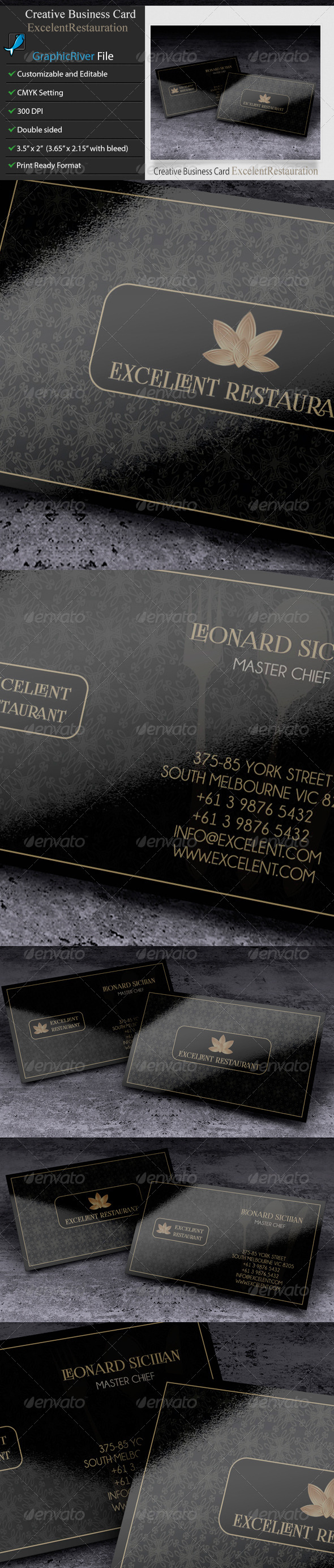 GraphicRiver Creative Business Card Excelent Restauration 6210472 GraphicRiver Creative Business Card Excelent Restauration 6210472