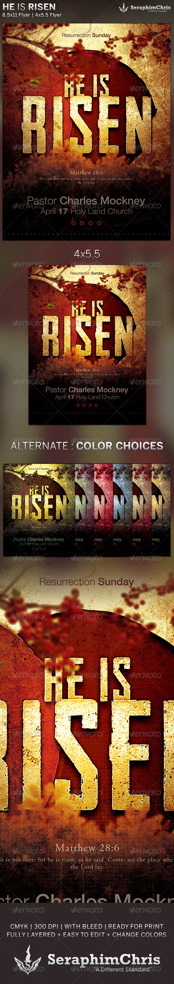 GraphicRiver He is Risen Church Flyer Template 6211142 GraphicRiver He is Risen Church Flyer Template 6211142