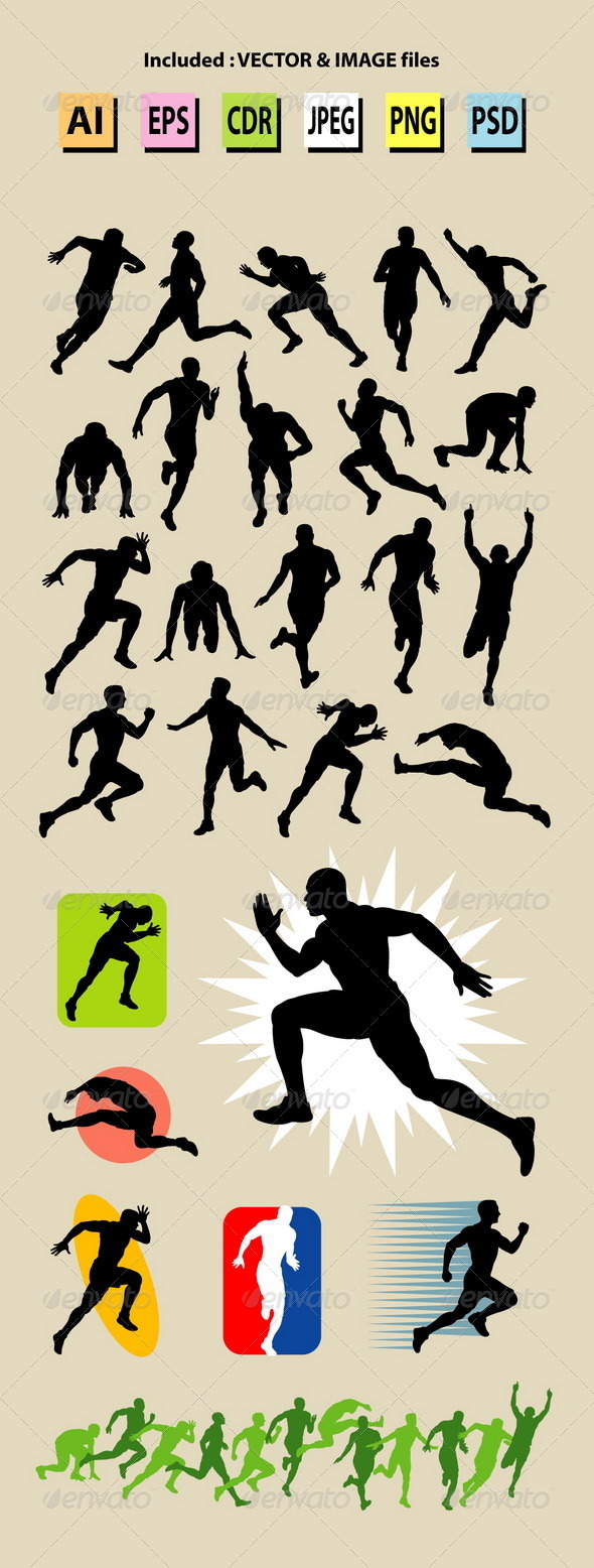 Male Running Sport Silhouettes - Sports/Activity Conceptual
