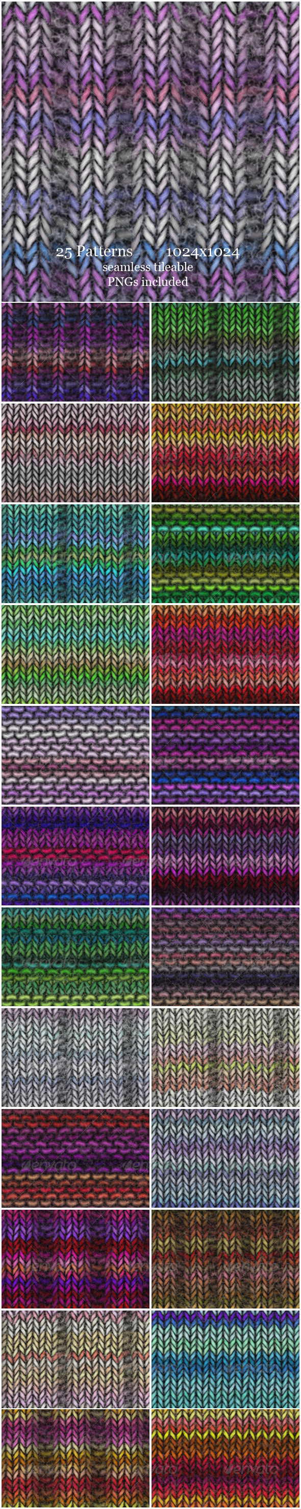 GraphicRiver 25 Multicolor Knitting Patterns 6241807 GraphicRiver 25 Multicolor Knitting Patterns 6241807