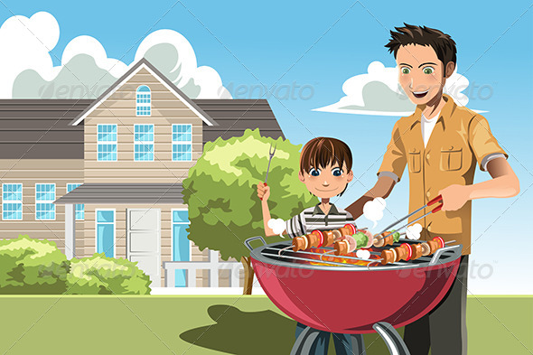 GraphicRiver Father and Son doing Barbecue 6246936 GraphicRiver Father and Son doing Barbecue 6246936
