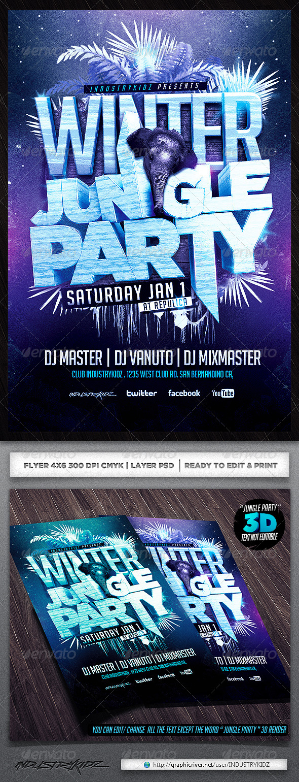 Winter Jungle Party Flyer Template - Events Flyers