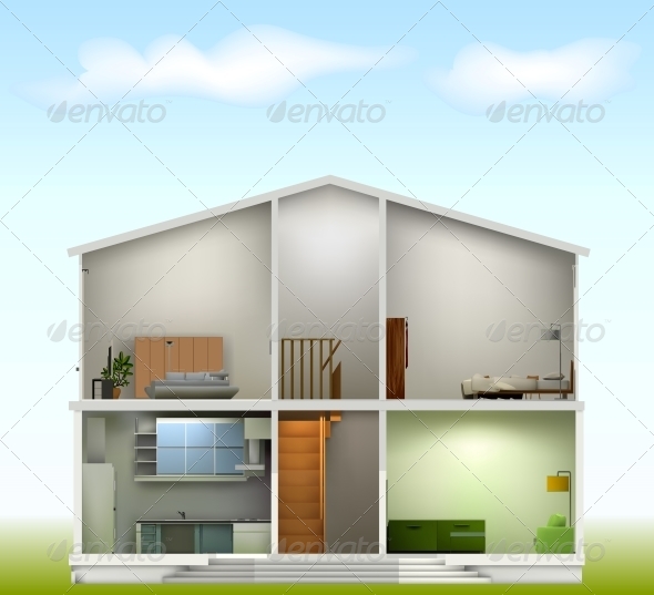 GraphicRiver House Cut with Interiors 6248229 GraphicRiver House Cut with Interiors 6248229