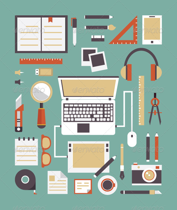 GraphicRiver Vector Set of Equipment for Design 6251674 GraphicRiver Vector Set of Equipment for Design 6251674
