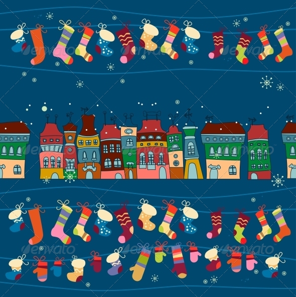 GraphicRiver Seamless Pattern of Winter Town 6252850 GraphicRiver Seamless Pattern of Winter Town 6252850