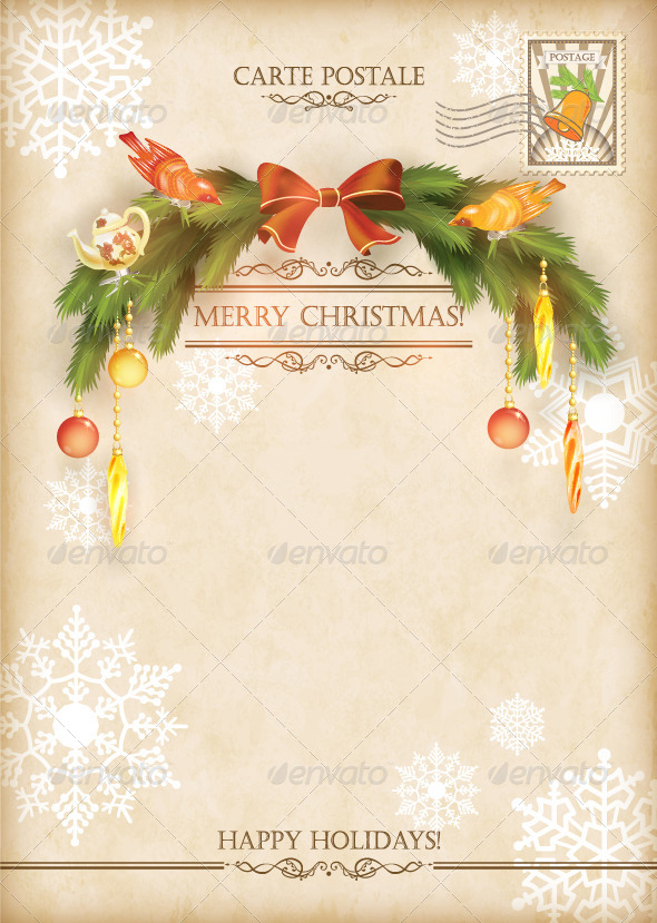 GraphicRiver Christmas Vintage Holiday Vector Postcard 6256109 GraphicRiver Christmas Vintage Holiday Vector Postcard 6256109