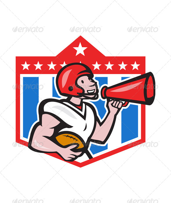 GraphicRiver American Football Quarterback Bullhorn Cartoon 6257173 GraphicRiver American Football Quarterback Bullhorn Cartoon 6257173