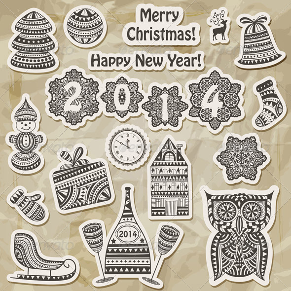 GraphicRiver Vector Christmas Stickers Design Elements 6257628 GraphicRiver Vector Christmas Stickers Design Elements 6257628