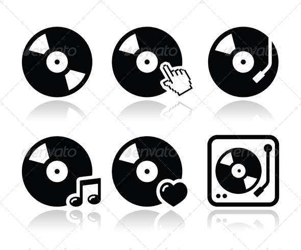 GraphicRiver Vinyl Record DJ Vector Icons Set 6260431 GraphicRiver Vinyl Record DJ Vector Icons Set 6260431