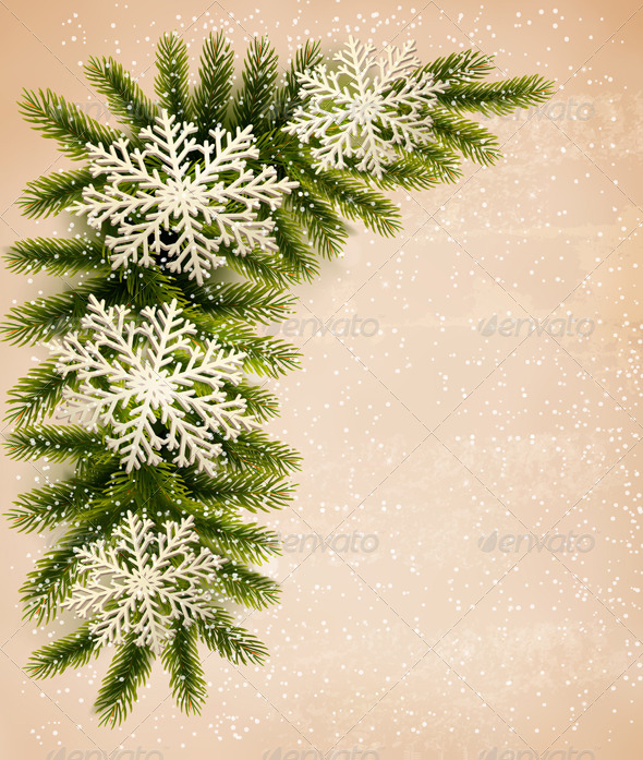 GraphicRiver Christmas Retro Background with Tree Branches 6266398 GraphicRiver Christmas Retro Background with Tree Branches 6266398