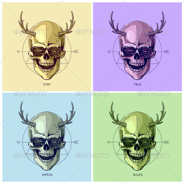GraphicRiver Hipster Skulls Pop Art 6268962 GraphicRiver Hipster Skulls Pop Art 6268962