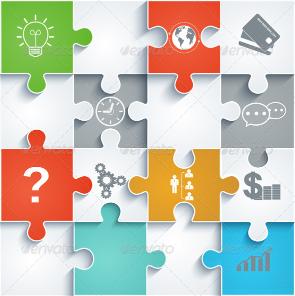 GraphicRiver Parts of Paper Puzzles with Icons 6269366 GraphicRiver Parts of Paper Puzzles with Icons 6269366