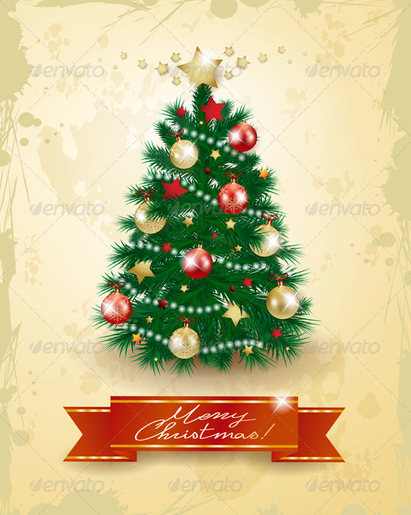 GraphicRiver Christmas Tree on Vintage Background 6270264 GraphicRiver Christmas Tree on Vintage Background 6270264