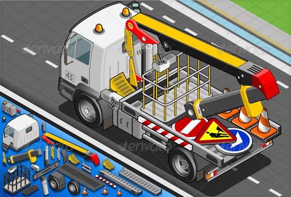 GraphicRiver Isometric Platform Lift Truck in Rear View 6271499 GraphicRiver Isometric Platform Lift Truck in Rear View 6271499