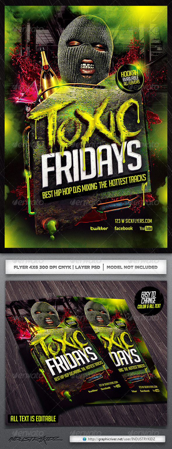 Toxic Hip Hop Flyer Template - Clubs & Parties Events