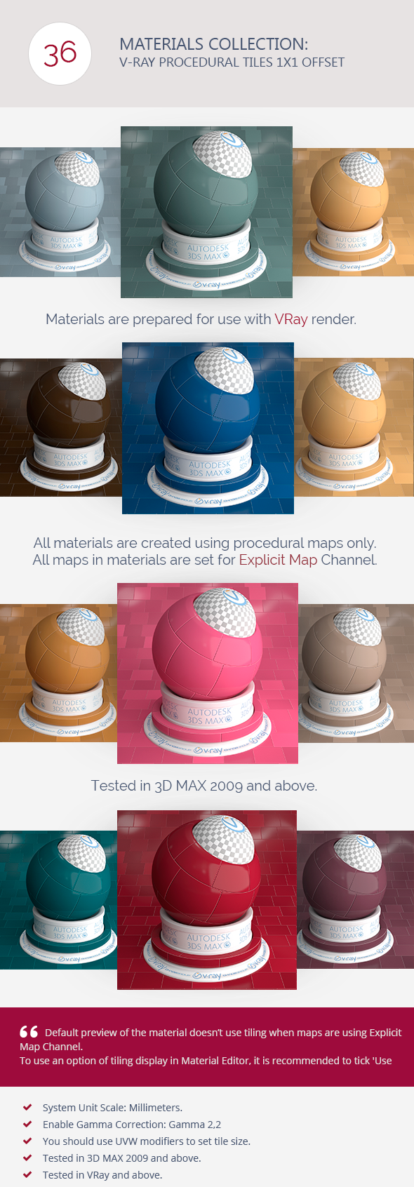3DOcean V-Ray Procedural Tiles 1x1 Offset 6277853 3DOcean V-Ray Procedural Tiles 1x1 Offset 6277853