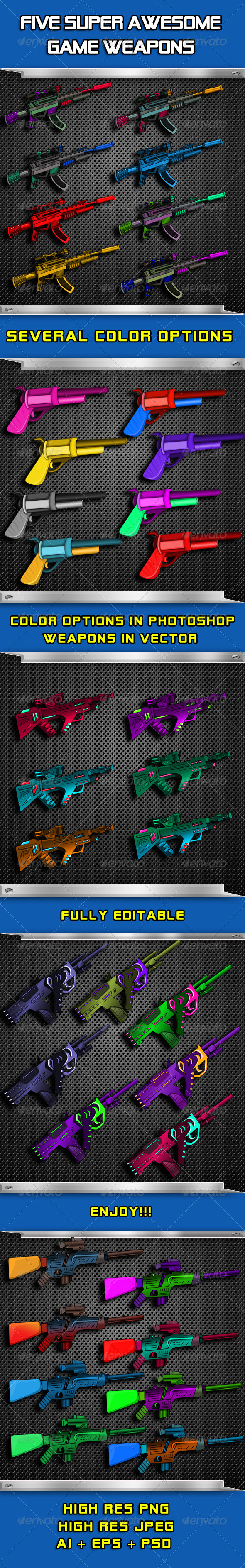GraphicRiver Awesome 5 Game Weapon Set 6278798 GraphicRiver Awesome 5 Game Weapon Set 6278798