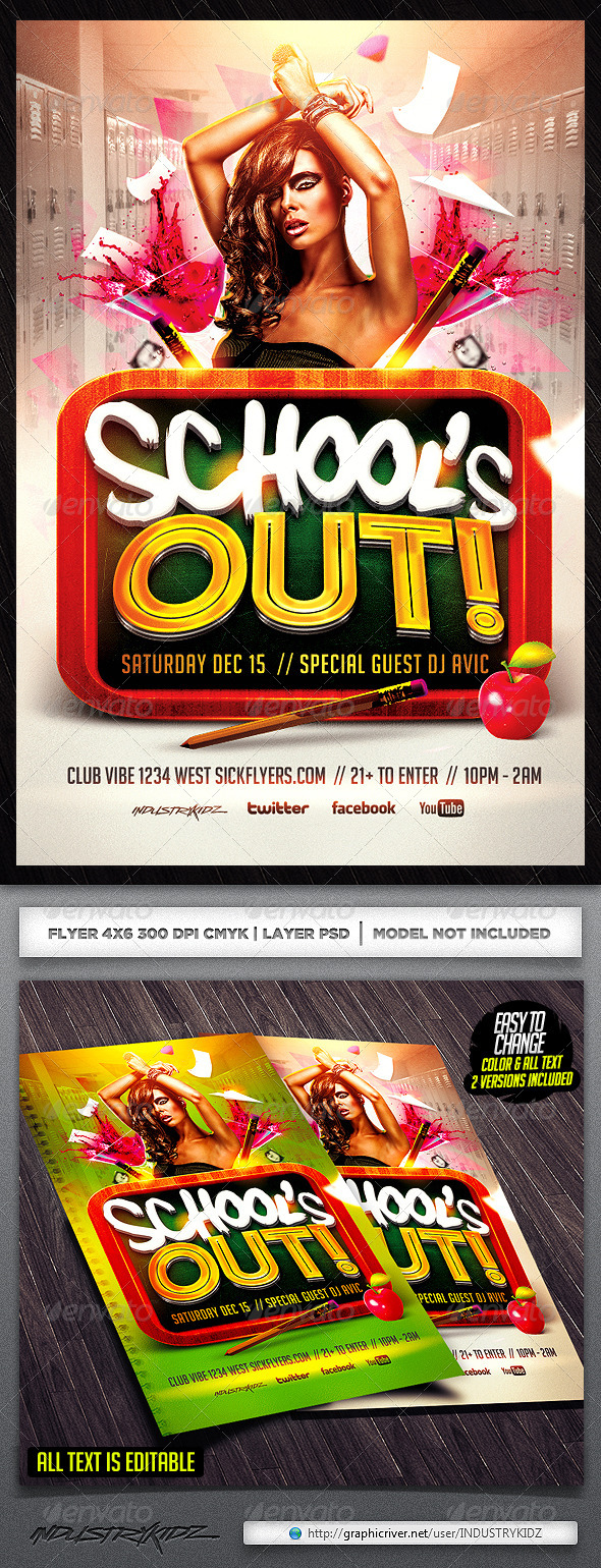 School Flyer Template - Clubs & Parties Events