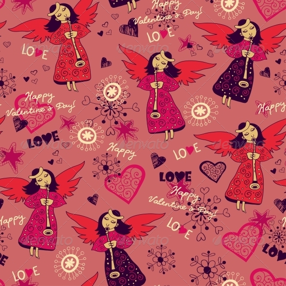 GraphicRiver Angels with Hearts Seamless Love 6296633 GraphicRiver Angels with Hearts Seamless Love 6296633