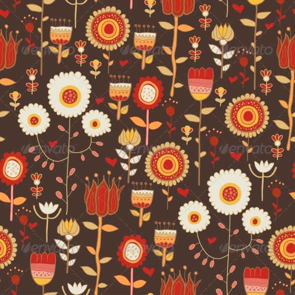 GraphicRiver Vintage Card with Cartoon Flowers 6296957 GraphicRiver Vintage Card with Cartoon Flowers 6296957