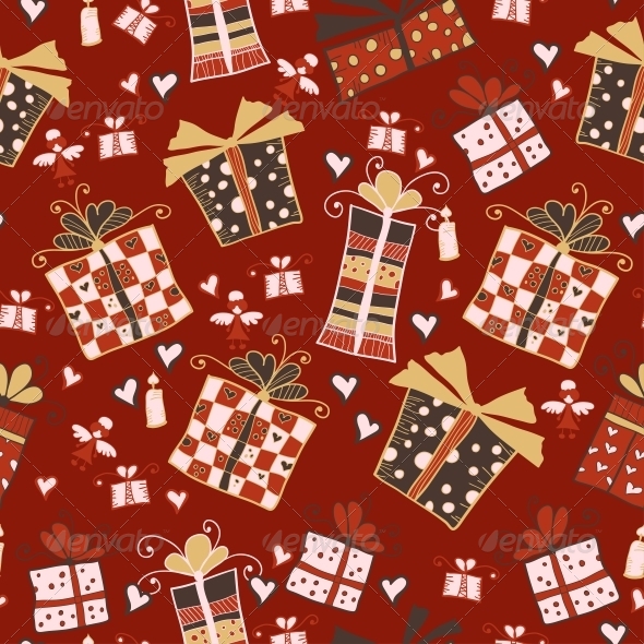 GraphicRiver Red Seamless Pattern with Gifts 6297115 GraphicRiver Red Seamless Pattern with Gifts 6297115