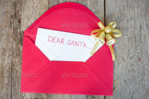 Letter to Santa with envelop and Christmas decoration