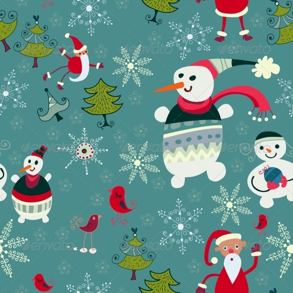 GraphicRiver Christmas Texture with Santa Deer Snowman 6307807 GraphicRiver Christmas Texture with Santa Deer Snowman 6307807
