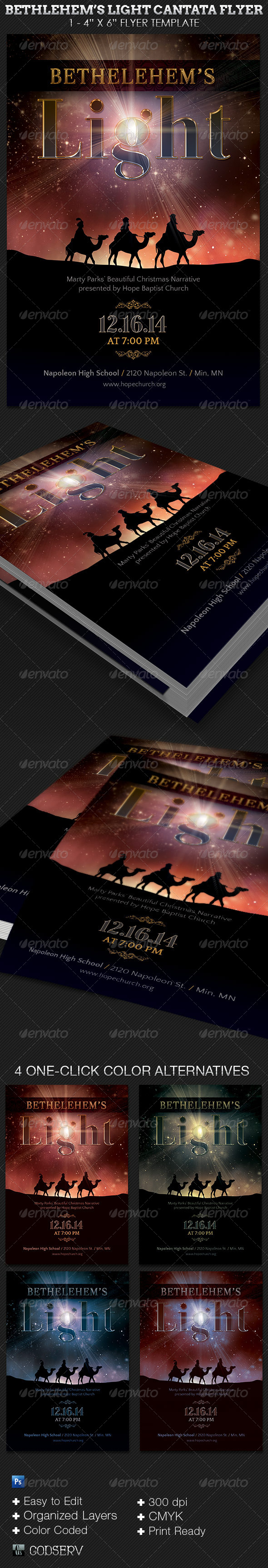 Bethlehem’s Light Cantata Flyer Template - Church Flyers