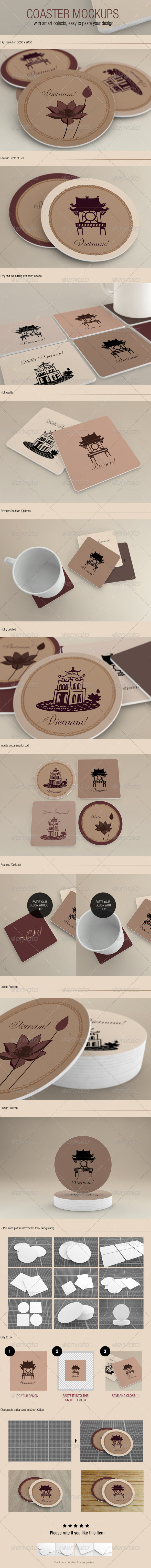GraphicRiver Coaster Mockups 6312174 GraphicRiver Coaster Mockups 6312174