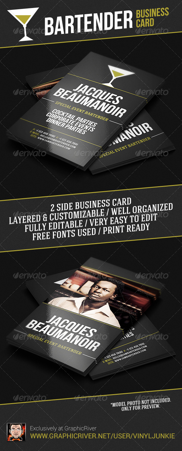 GraphicRiver Bartender Business Card 6314193 GraphicRiver Bartender Business Card 6314193