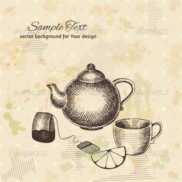 Artistic Hand Drawn Tea Set (Backgrounds)