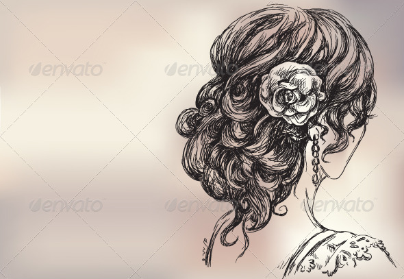 GraphicRiver Vector Drawing of a Girl Bridal Hair 6317556 GraphicRiver Vector Drawing of a Girl Bridal Hair 6317556