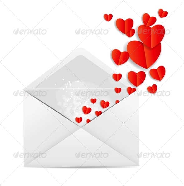 Valentine`s Day Card with Envelope and Hearts (Valentines)