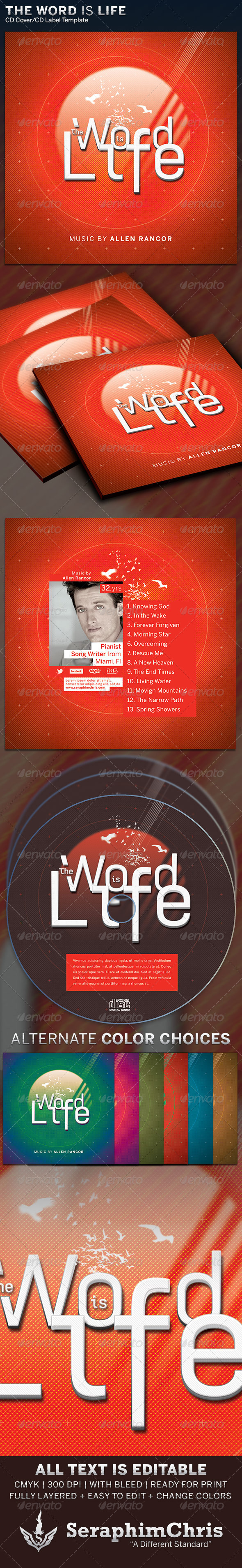 GraphicRiver The Word Is Life CD Cover Artwork Template 6320327 GraphicRiver The Word Is Life CD Cover Artwork Template 6320327