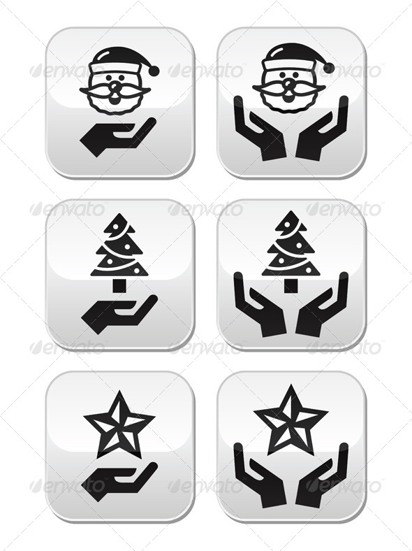 GraphicRiver Hands with Christmas Buttons Santa Claus Tree 6321911 GraphicRiver Hands with Christmas Buttons Santa Claus Tree 6321911
