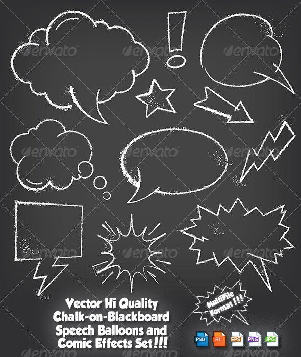 GraphicRiver Chalkboard Speech Balloon Set 6322405 GraphicRiver Chalkboard Speech Balloon Set 6322405