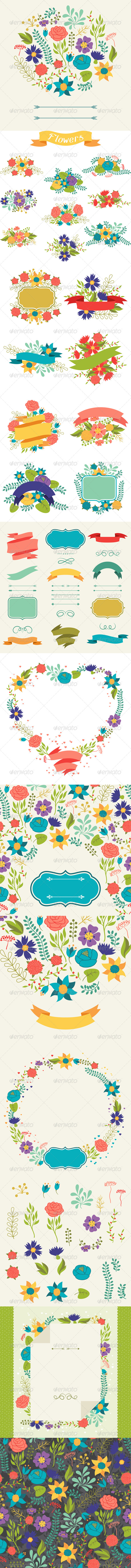 GraphicRiver Floral Backgrounds and Bouquets of Flowers 6324104 GraphicRiver Floral Backgrounds and Bouquets of Flowers 6324104