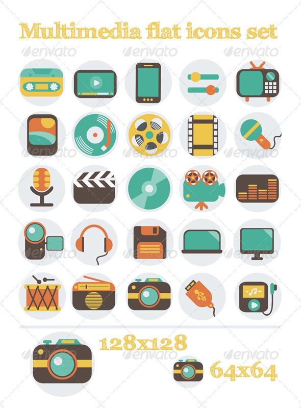 GraphicRiver Multimedia Flat Icons Set 6328282 GraphicRiver Multimedia Flat Icons Set 6328282