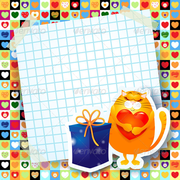 Sweet Kitten and Gift - Animals Characters