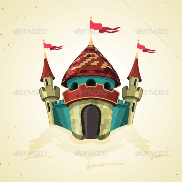 GraphicRiver Cartoon Fortified Castle with Flags 6332524 GraphicRiver Cartoon Fortified Castle with Flags 6332524