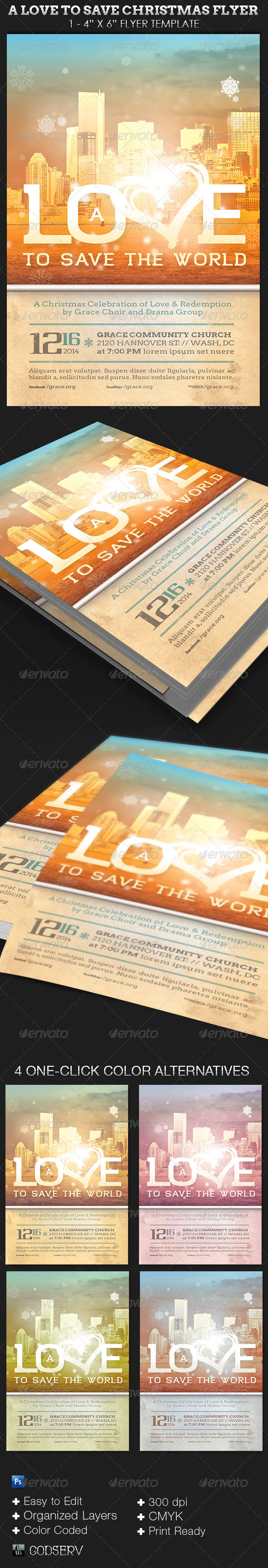 A Love to Save Christmas Flyer Template - Church Flyers