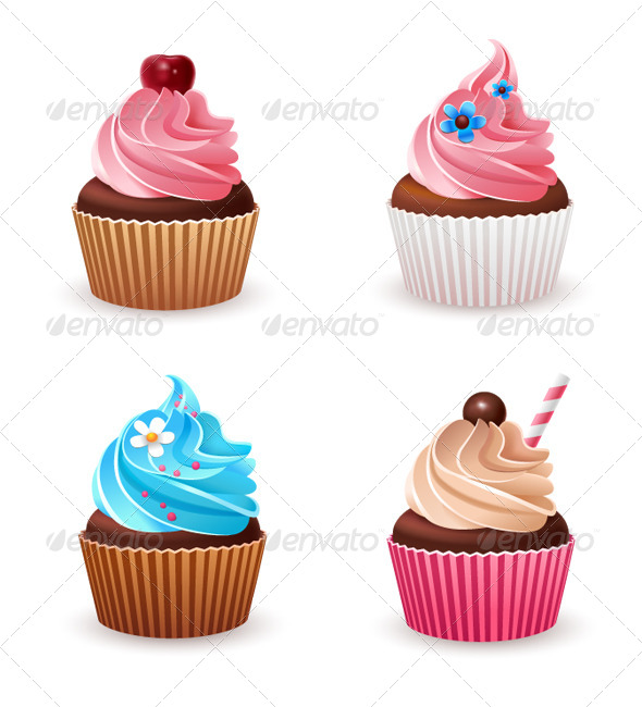 GraphicRiver Cupcake Set 6335112 GraphicRiver Cupcake Set 6335112